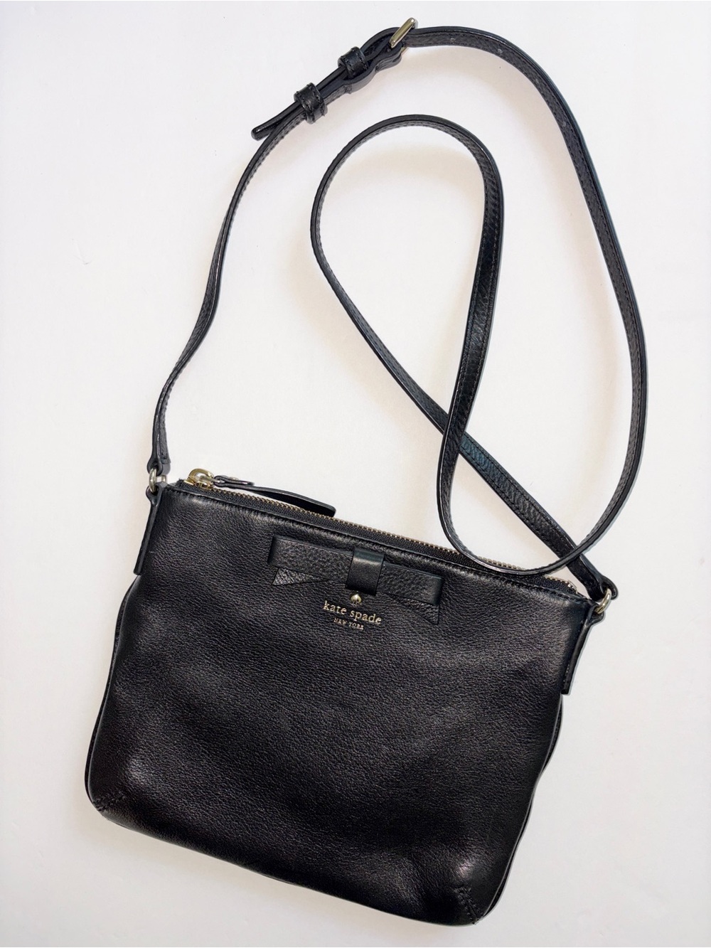 kate spade Black Leather Bow Accent Crossbody Bag